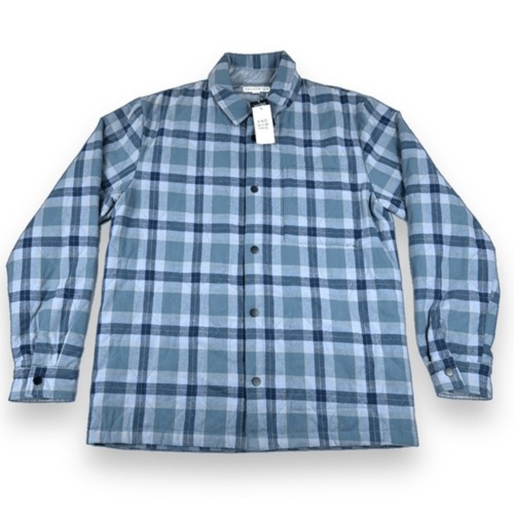 And Now This Shirt Jacket Mens Size Medium M Blue Plaid‎ Overshirt